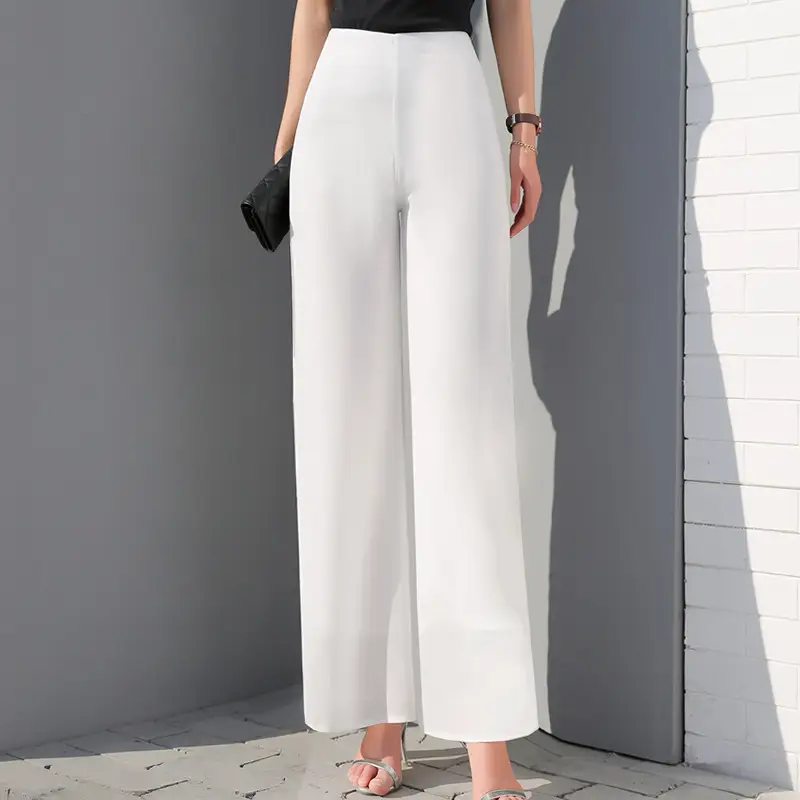 Blue Wide Leg Chiffon Trousers Large - Image 15