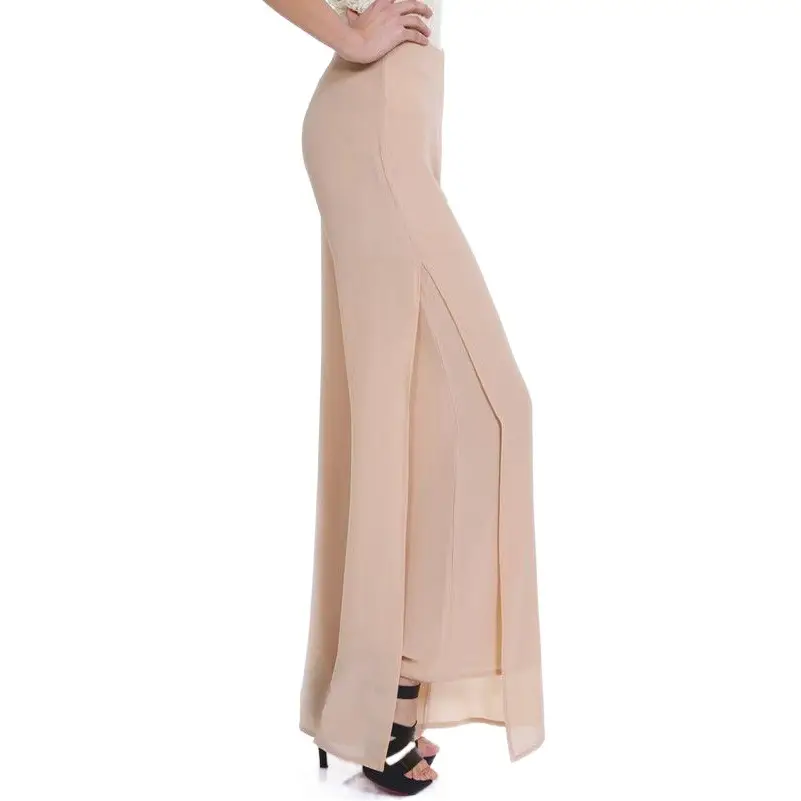 Blue Wide Leg Chiffon Trousers Large
