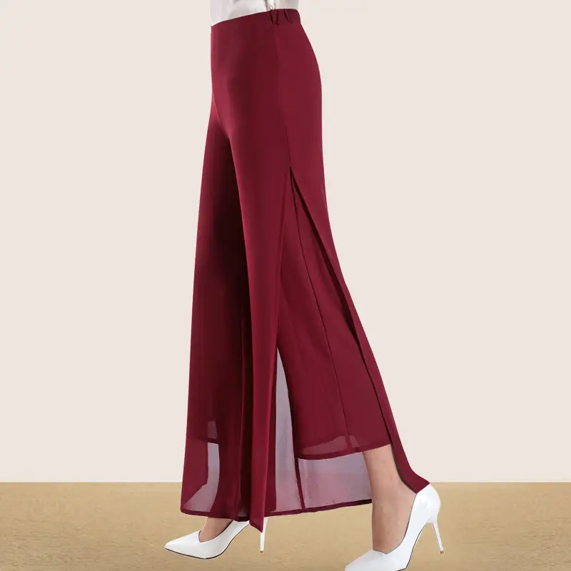 Blue Wide Leg Chiffon Trousers Large - Image 9