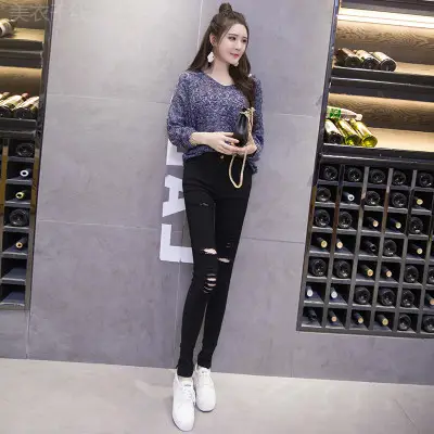 Women Ripped Slimming Leggings Winter Pencil Pants