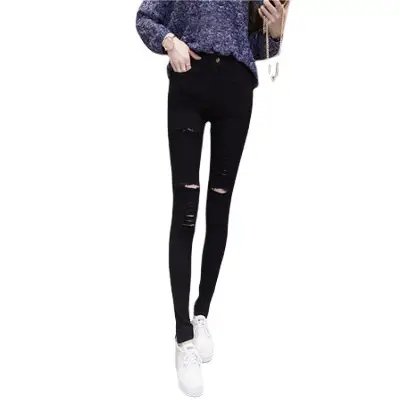 Women Ripped Slimming Leggings Winter Pencil Pants
