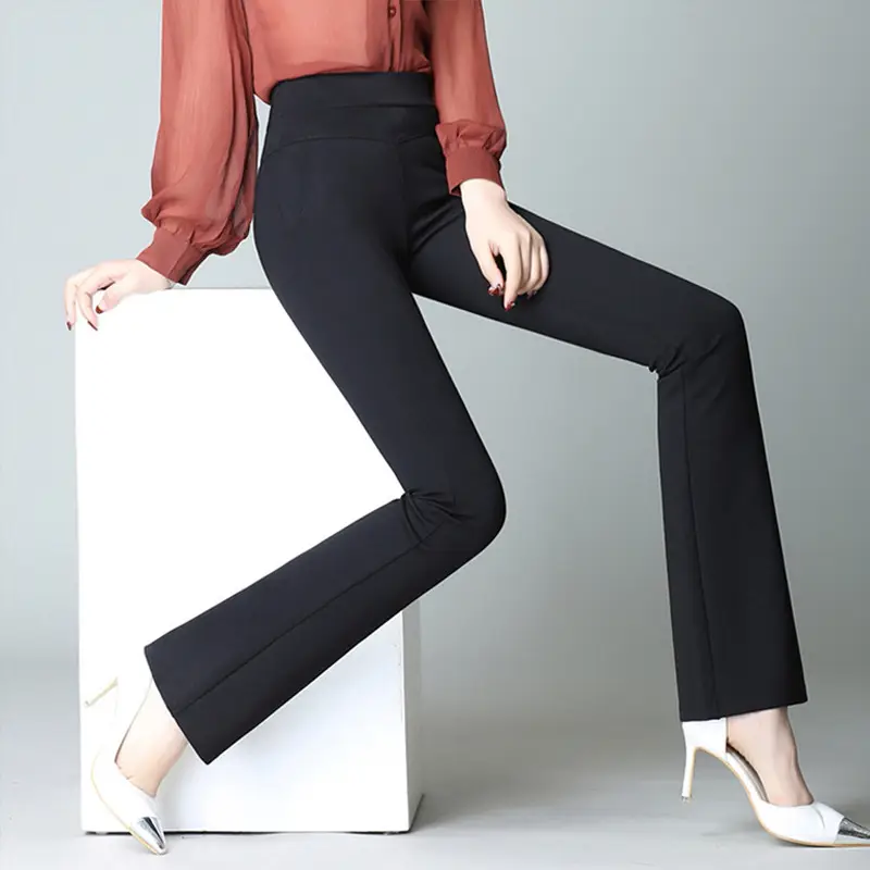 Black High Waist Slim Fit Trousers for Women Large - Image 6