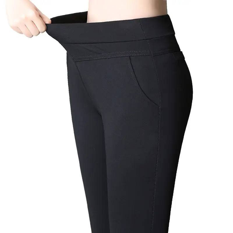 Black High Waist Slim Fit Trousers for Women Large - Image 7