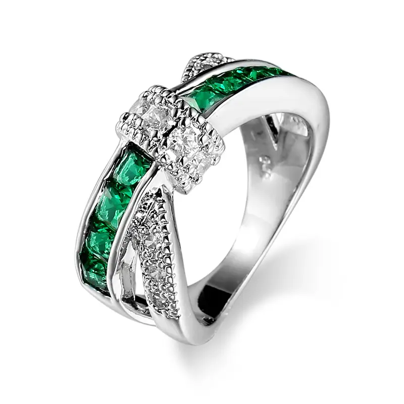 Cross Shape Zircon Ring Women Silver Plated - Image 11