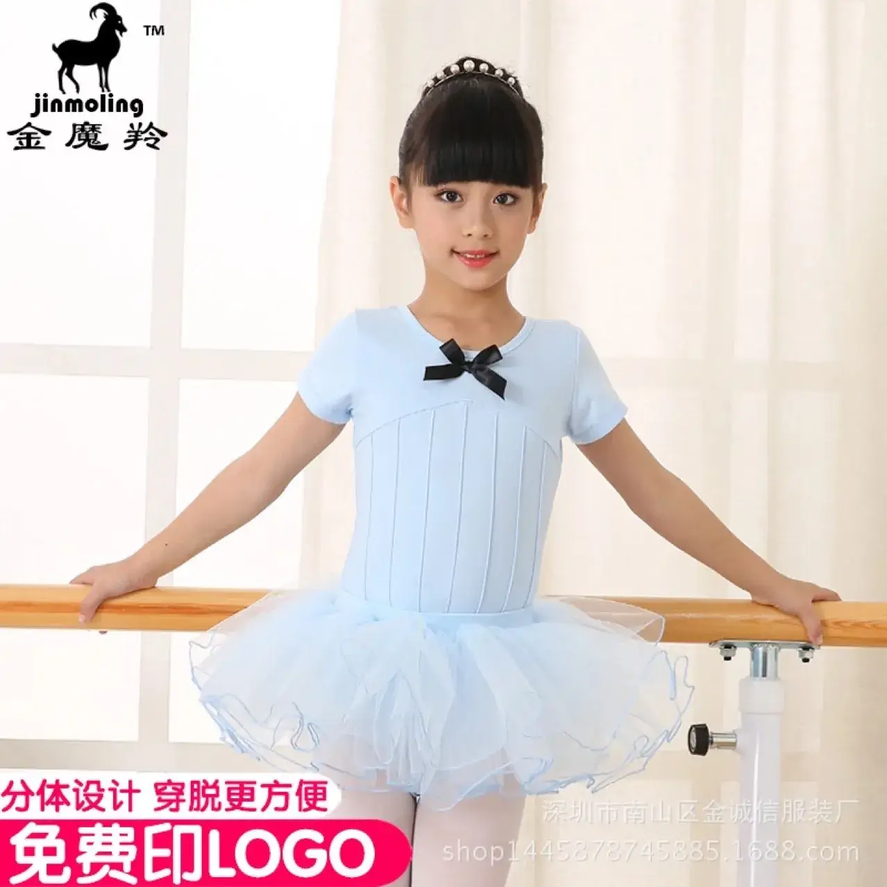 Girls Ballet Dance Skirt Light Blue Split Tutu