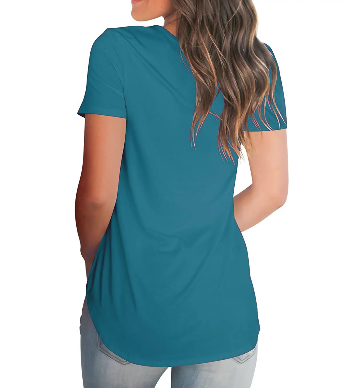 Women V-Neck Knitted T-Shirt Large Loose Summer Wear