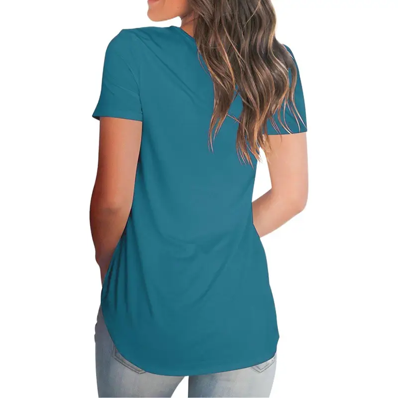 Women V-Neck Knitted T-Shirt Large Loose Summer Wear