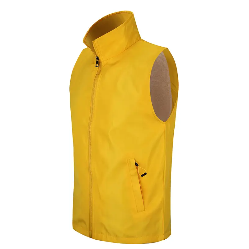 Red Sleeveless Lapel Vest with Zip Front - Image 2
