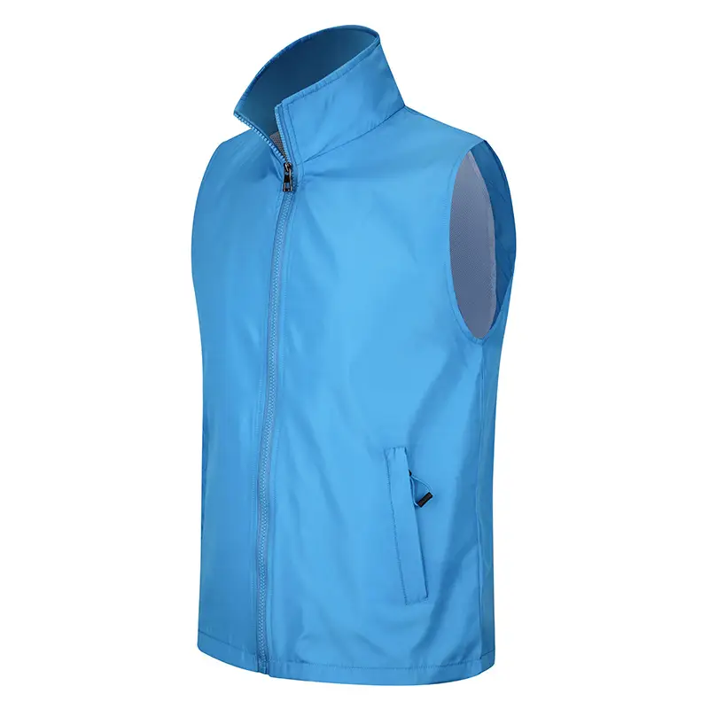 Red Sleeveless Lapel Vest with Zip Front - Image 4