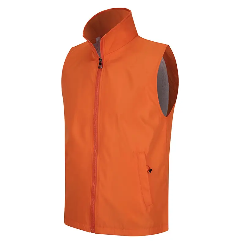 Red Sleeveless Lapel Vest with Zip Front - Image 5