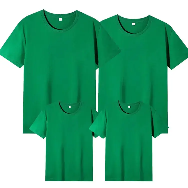 Green Parent-Child Cotton T-Shirt Set Plus Size - Image 13