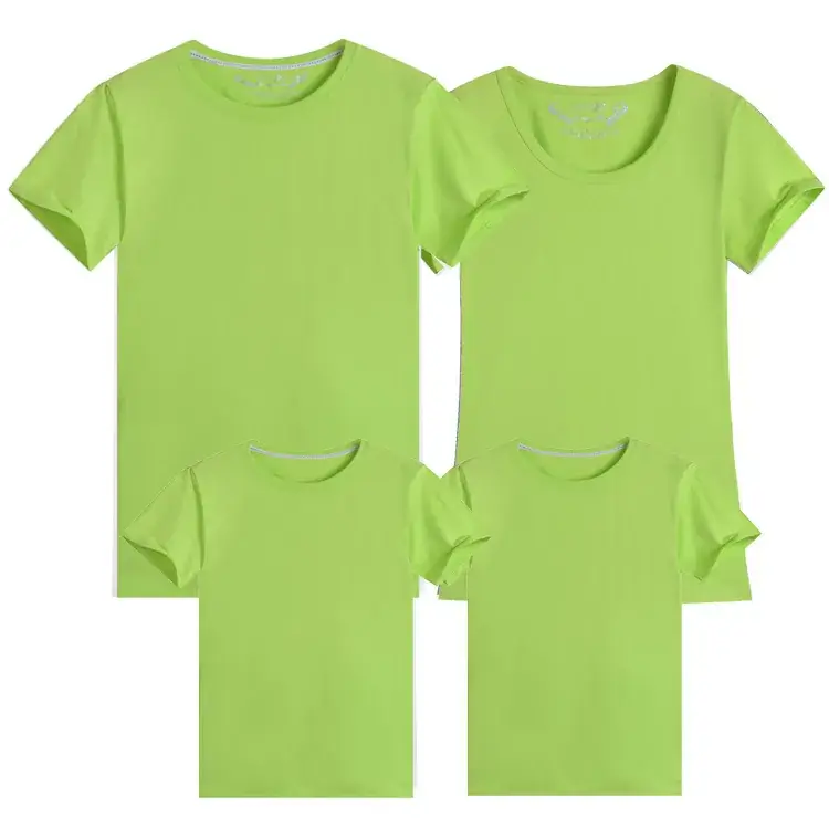 Green Parent-Child Cotton T-Shirt Set Plus Size - Image 9