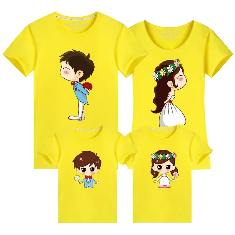 Family 3-Piece Yellow T-Shirt Set for Girls Boys Girls