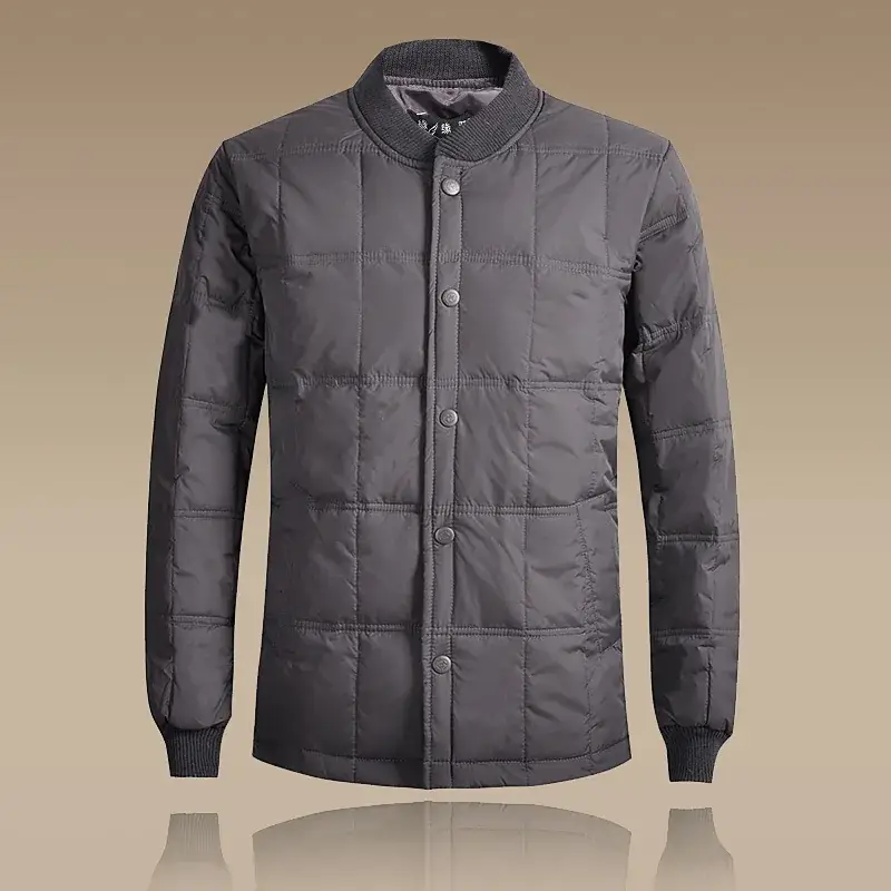 Men's Black Puffer Jacket Winter Warm Thick Long Sleeve