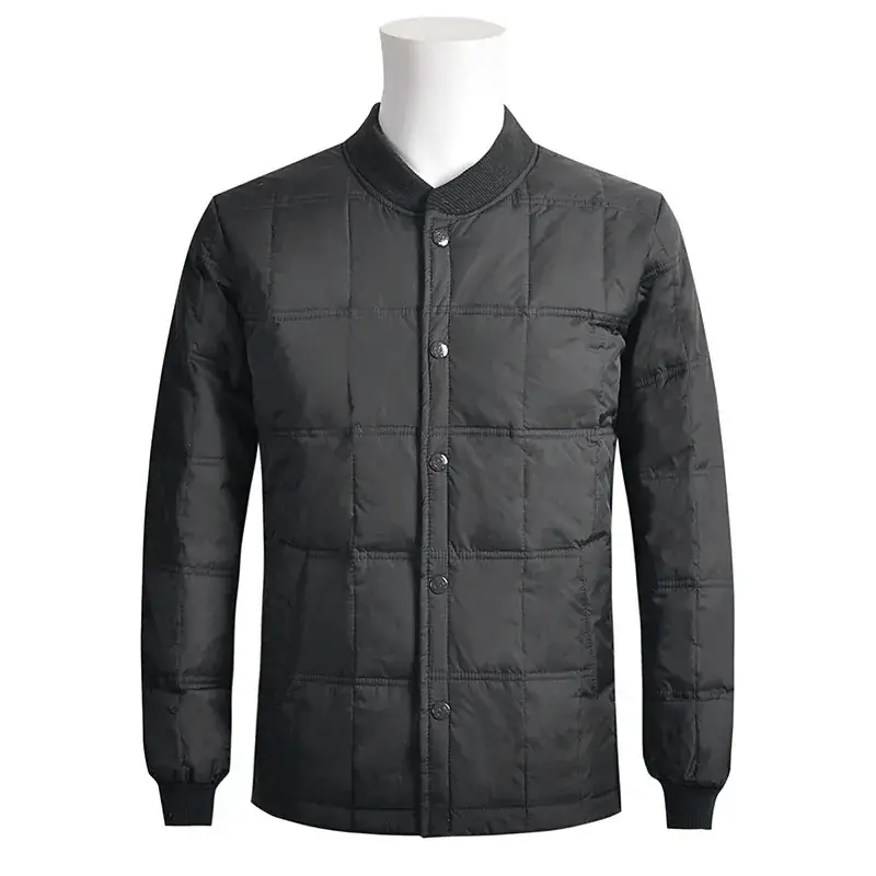 Men's Black Puffer Jacket Winter Warm Thick Long Sleeve - Image 3