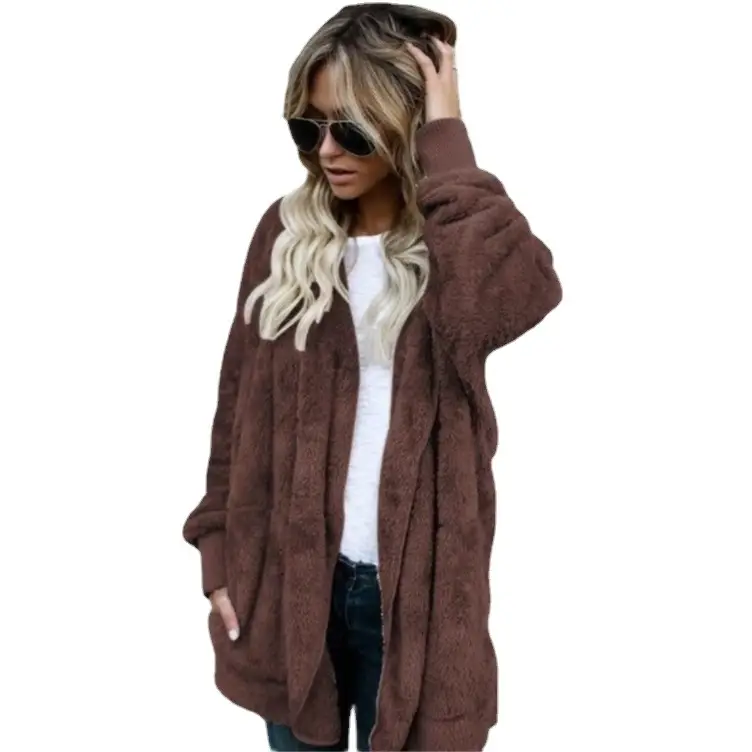Women's Long Hooded Warm Jacket Mao Mao Beige - Image 17
