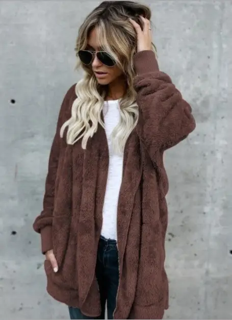 Women's Long Hooded Warm Jacket Mao Mao Beige - Image 5
