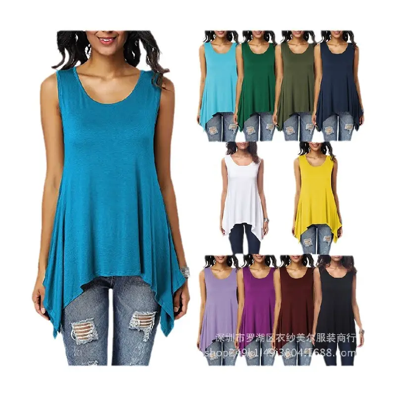 Women's Purple Sleeveless Round Neck T-Shirt Loose Fit