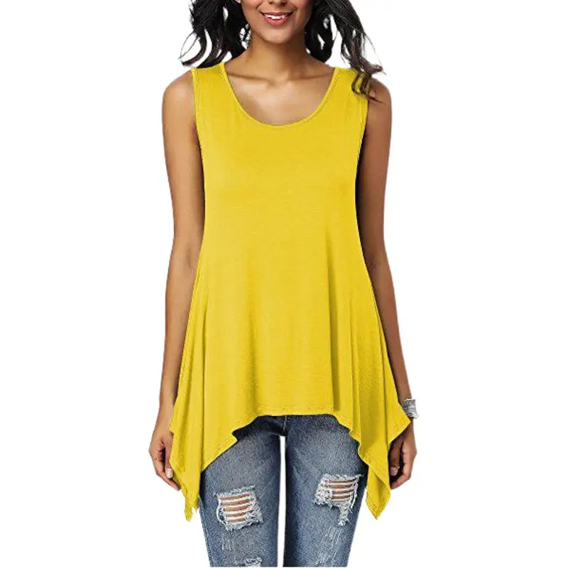 Women's Purple Sleeveless Round Neck T-Shirt Loose Fit