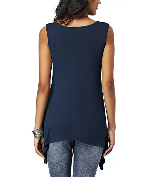 Women's Purple Sleeveless Round Neck T-Shirt Loose Fit — feature 10