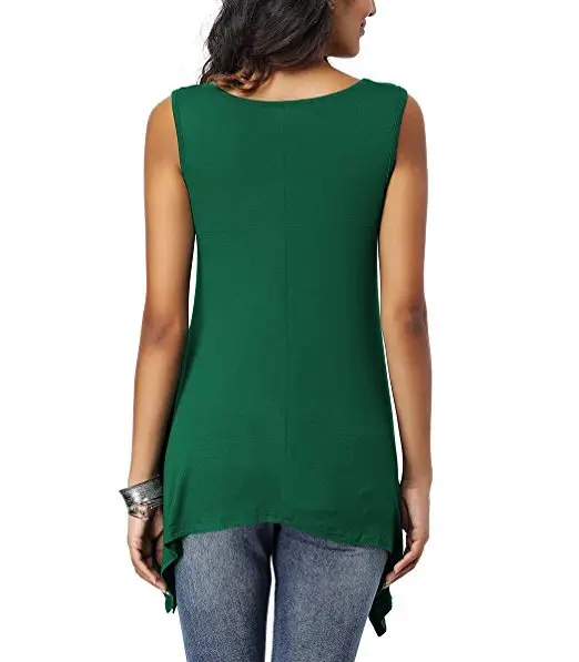 Women's Purple Sleeveless Round Neck T-Shirt Loose Fit — feature 13