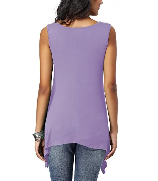 Women's Purple Sleeveless Round Neck T-Shirt Loose Fit — feature 17