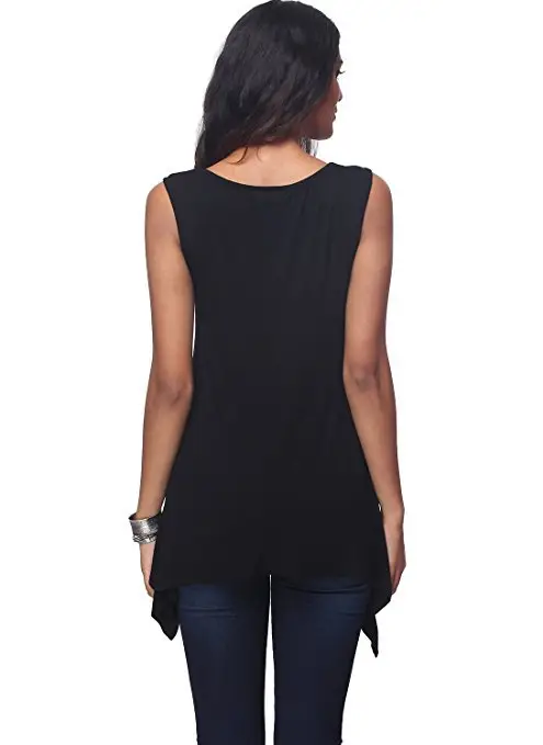 Women's Purple Sleeveless Round Neck T-Shirt Loose Fit — feature 23
