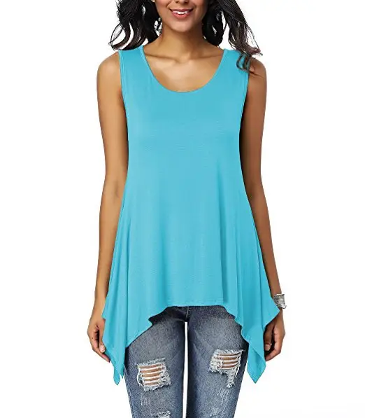 Women's Purple Sleeveless Round Neck T-Shirt Loose Fit — feature 24
