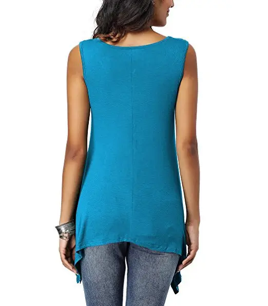 Women's Purple Sleeveless Round Neck T-Shirt Loose Fit — feature 6