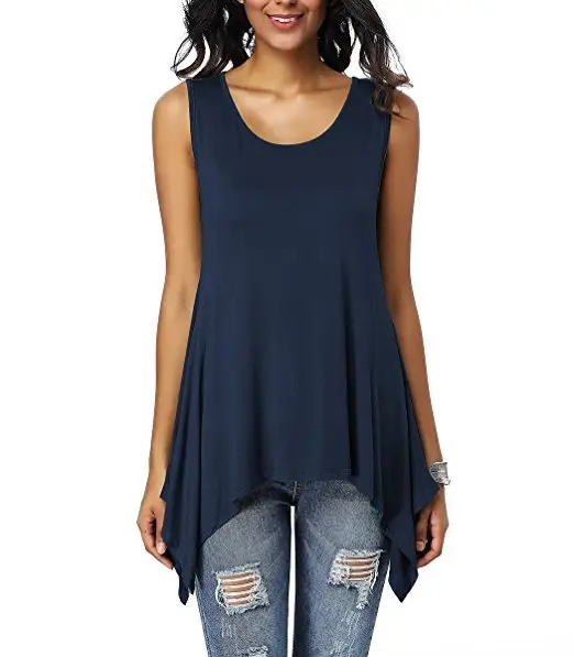 Women's Purple Sleeveless Round Neck T-Shirt Loose Fit — feature 7