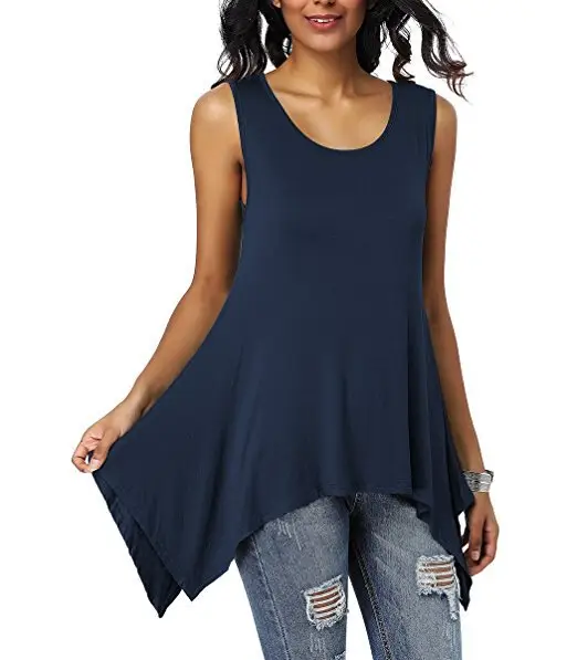 Women's Purple Sleeveless Round Neck T-Shirt Loose Fit — feature 9