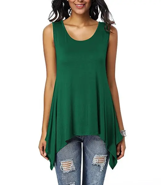 Women's Purple Sleeveless Round Neck T-Shirt Loose Fit