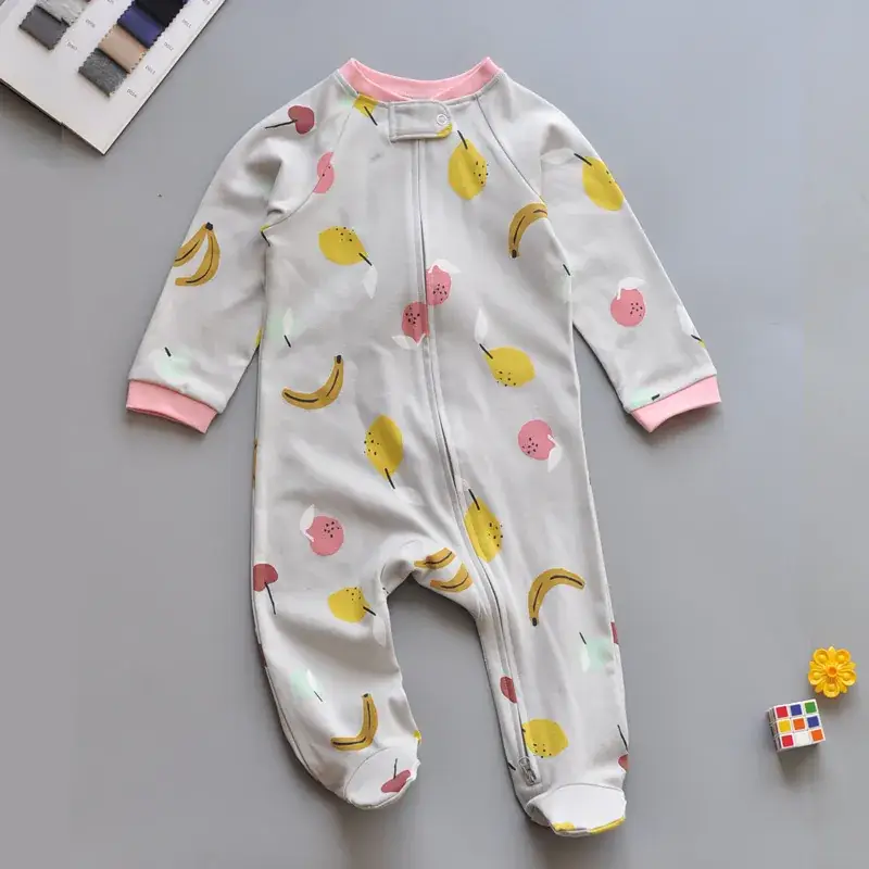 Baby Banana Print Zipper Pajamas Spring Autumn - Image 26