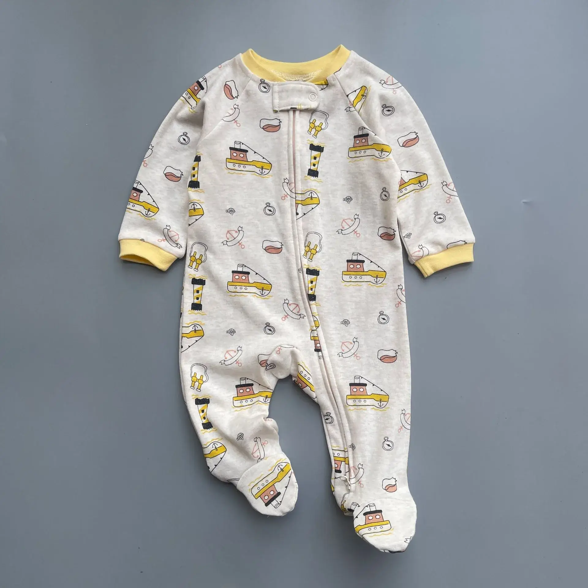 Baby Banana Print Zipper Pajamas Spring Autumn - Image 31