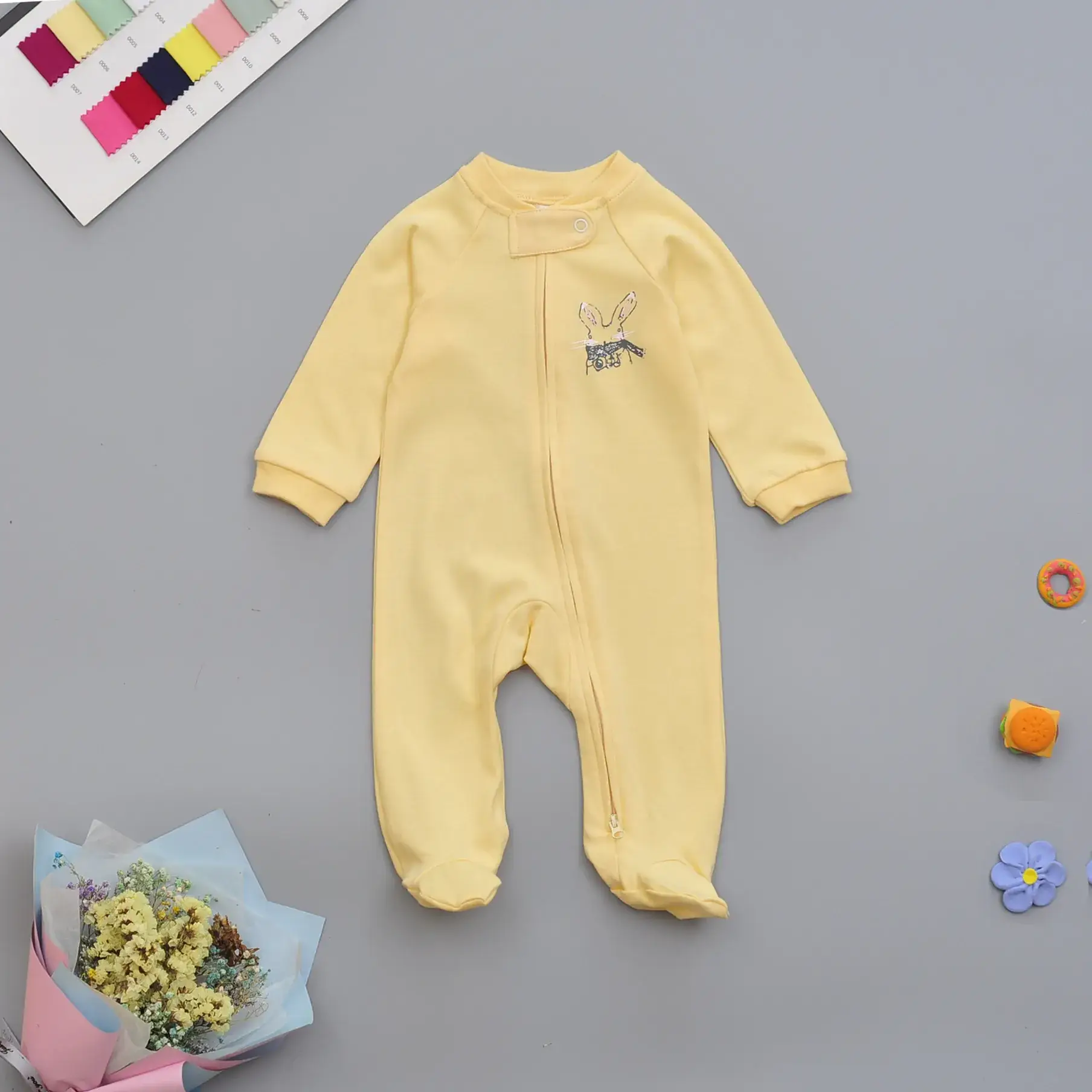 Baby Banana Print Zipper Pajamas Spring Autumn - Image 9