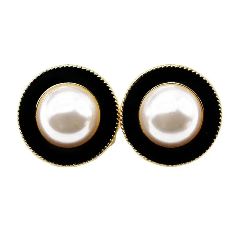 Classic Joker Retro Pearl Earrings Black White Gold - Image 7