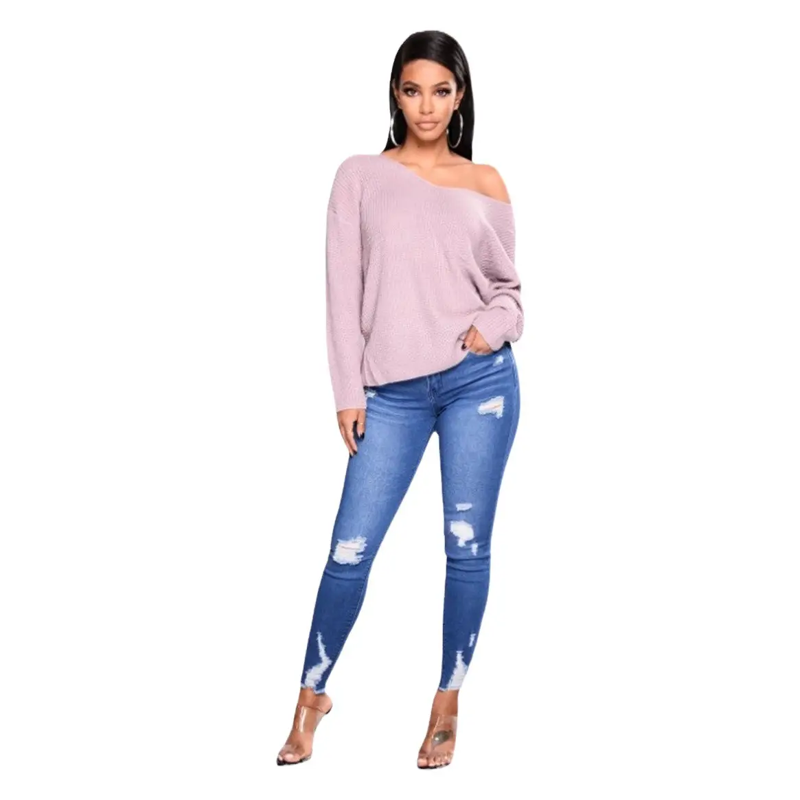 European American College Jeans High Waist Elastic Slim Fit