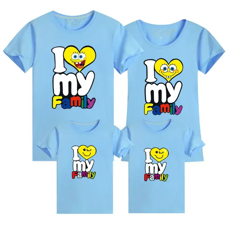 Baby & Child Cotton Family T-Shirt Set Light Blue One-Piece Drop Shipping - Image 7