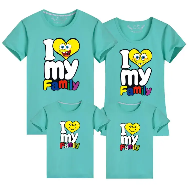 Baby & Child Cotton Family T-Shirt Set Light Blue One-Piece Drop Shipping - Image 9