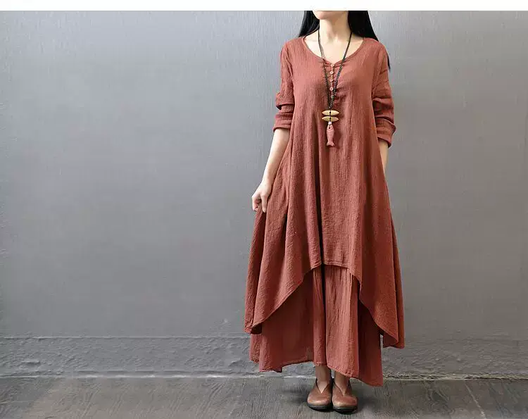 2023 Spring Linen Long Skirt Dress Large Hem — feature 2