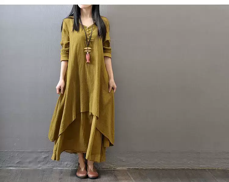 2023 Spring Linen Long Skirt Dress Large Hem — feature 8