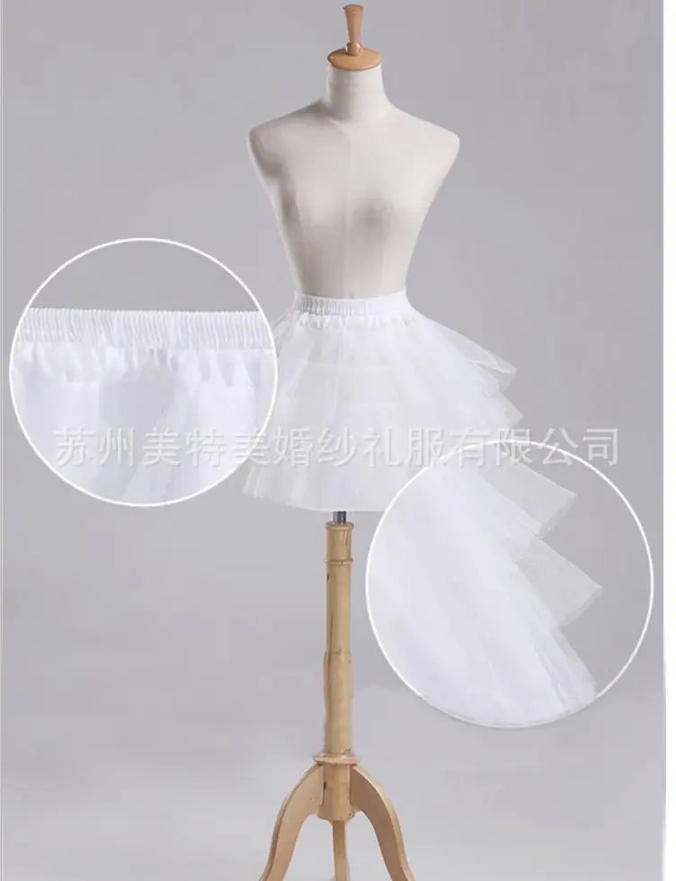 Children's Boneless Wedding Dress Three Layer Skirt Set Black