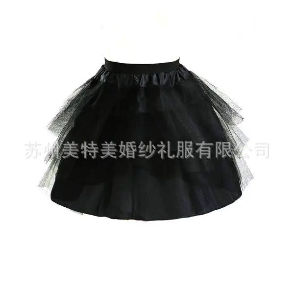 Children's Boneless Wedding Dress Three Layer Skirt Set Black