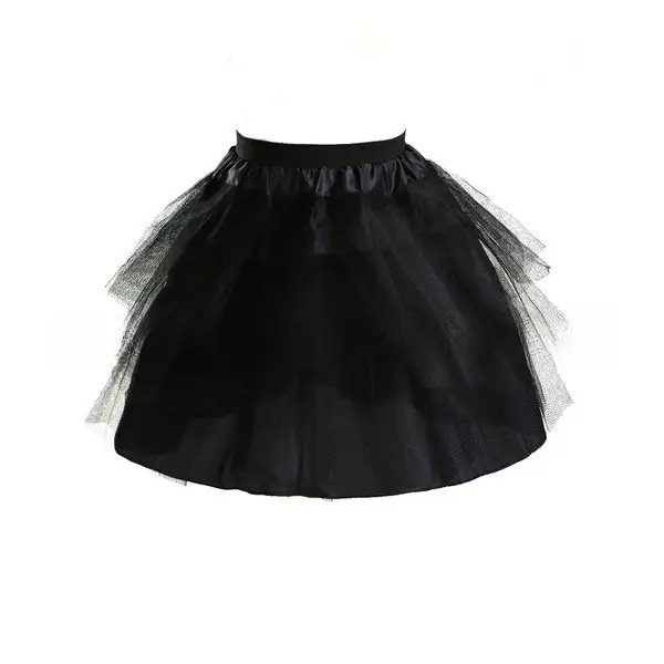 Children's Boneless Wedding Dress Three Layer Skirt Set Black