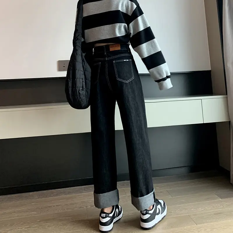 Fleece Lined Dark Blue Slimming Pants for Women