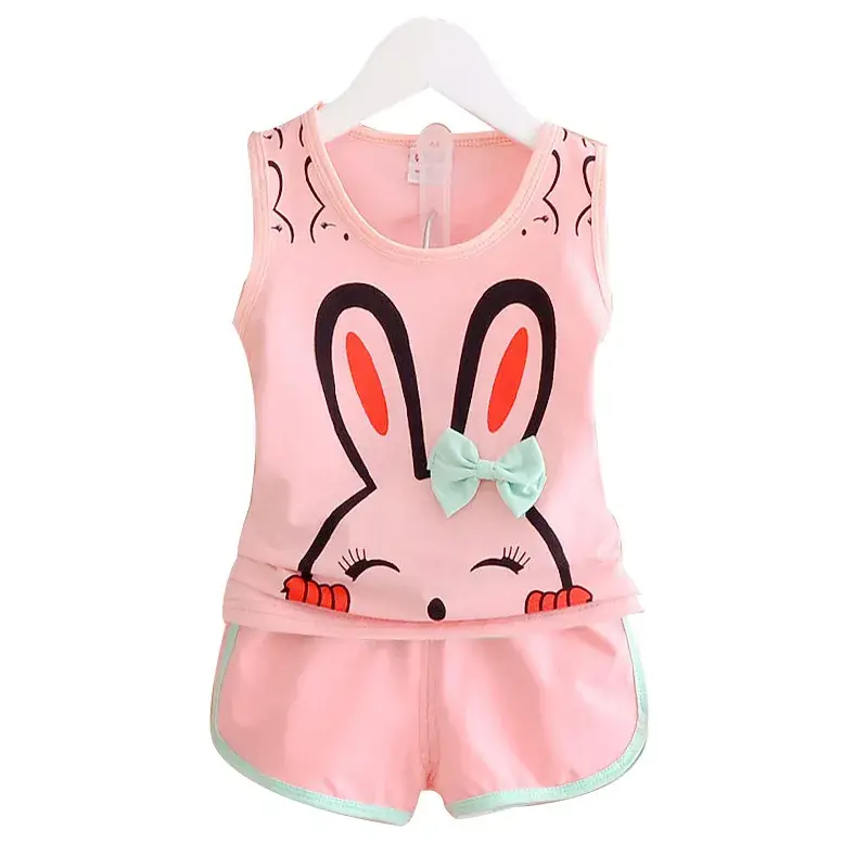 Baby Girl Cartoon Rabbit Sleeveless Vest Shorts Set Pink 0-4Y - Image 5