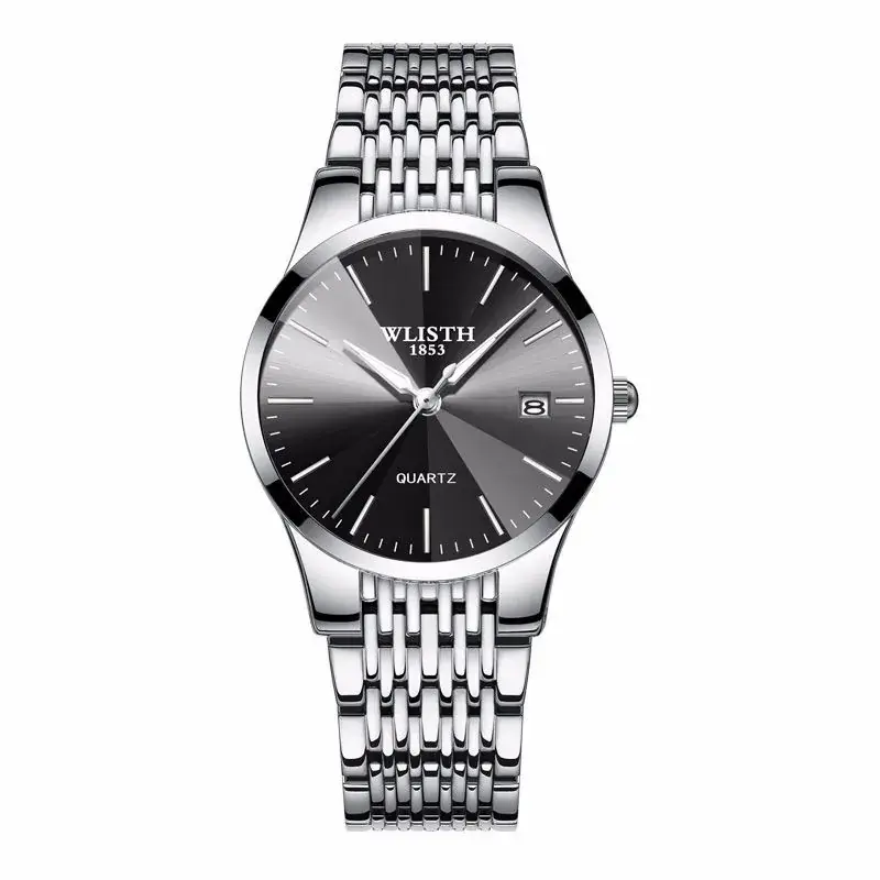 Black Leather Strap Swiss Brand Couple Watch for Men - Image 8