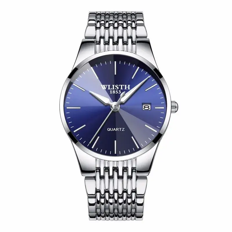 Black Leather Strap Swiss Brand Couple Watch for Men - Image 4
