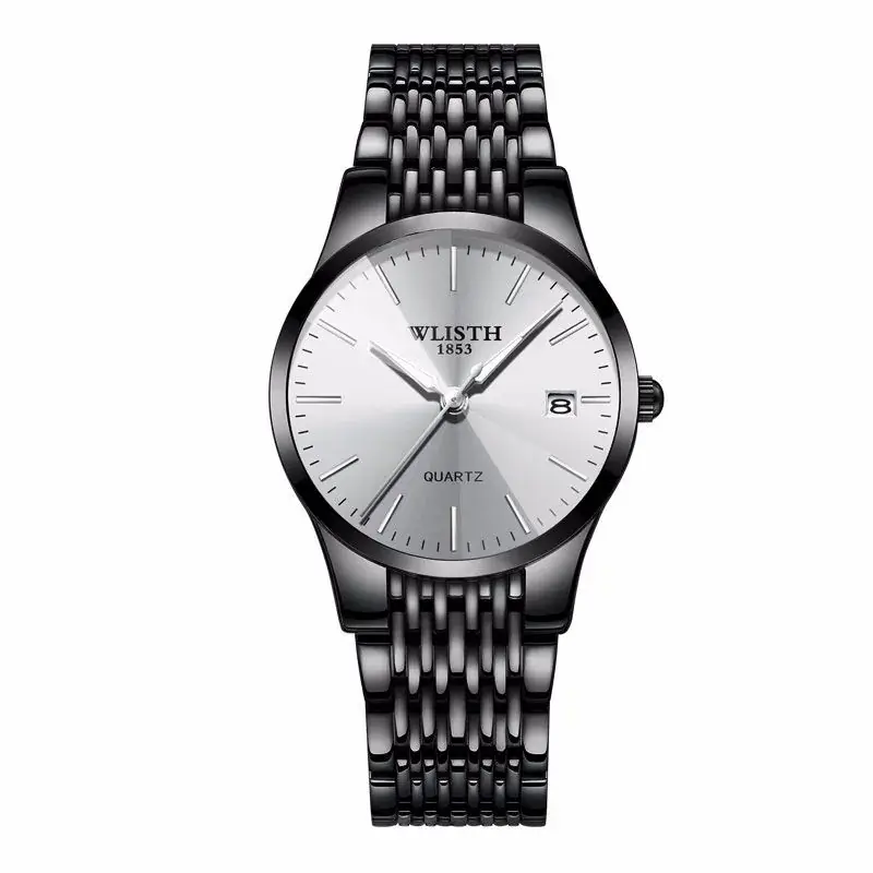 Black Leather Strap Swiss Brand Couple Watch for Men - Image 6