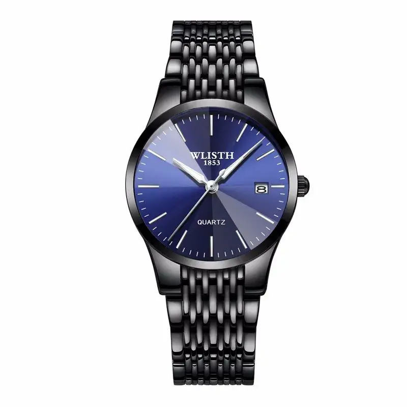 Black Leather Strap Swiss Brand Couple Watch for Men - Image 7